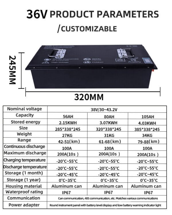 30V 43.2V Golf Cart Battery LiFePO4 Battery – Image 6