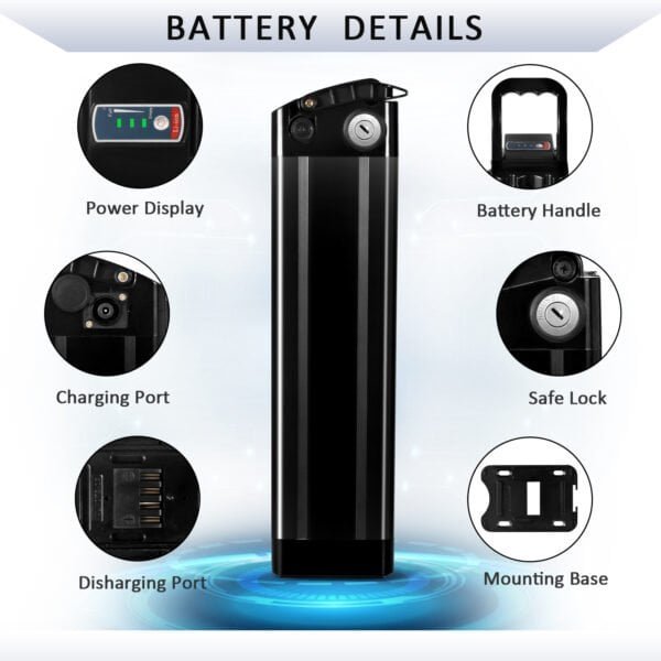 UL Certified 48V 20Ah Silver Fish Seat Tube Battery for E-Bikes – Image 6