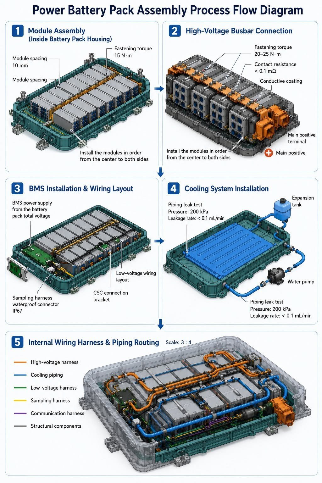 Power Battery Pack Assembly Process Flow Diagram