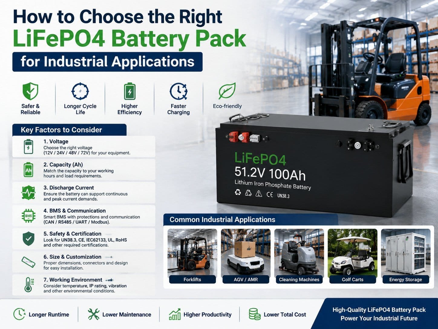 How to choose the right LiFePO4 battery pack for industrial applications