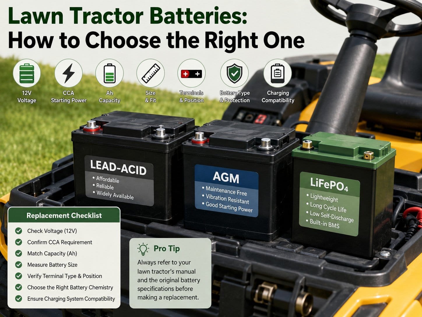 Lawn Tractor Battery Guide: How to Choose the Right Battery